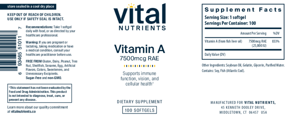 Vitamin A 7500 MCG RAE